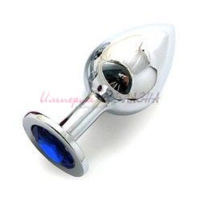 Металлическая втулка plug large цвета серебряного цвета с синим кристаллом