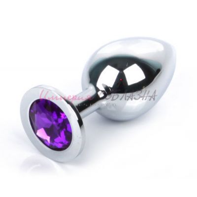 Silver plug large (металл.) цвет кристалла фиолетовый
