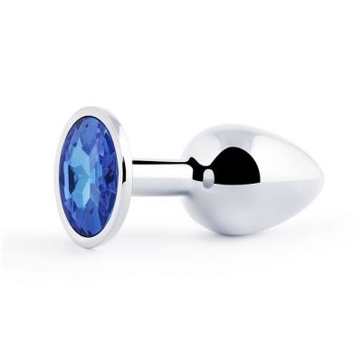 Металлическая втулка plug small цвета серебро с синим кристаллом