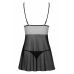 Сексуальная женская сорочка Greyla babydoll & thong украшена черными вышивками